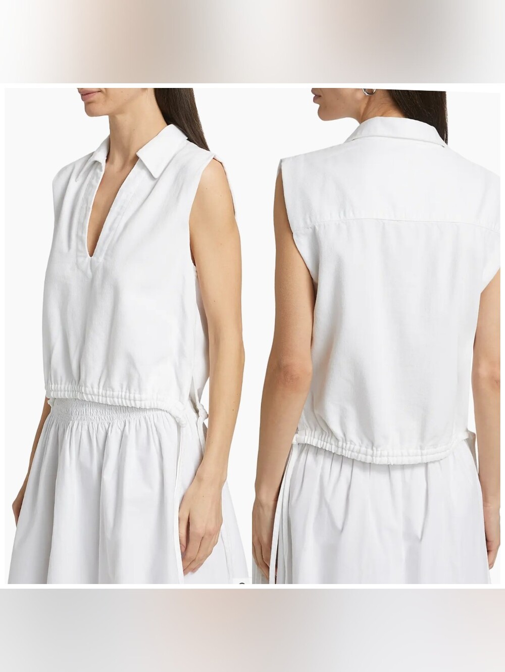 rag & bone Ultra Featherweight Fiona Cotton-Blend Drawstring-Hem Top